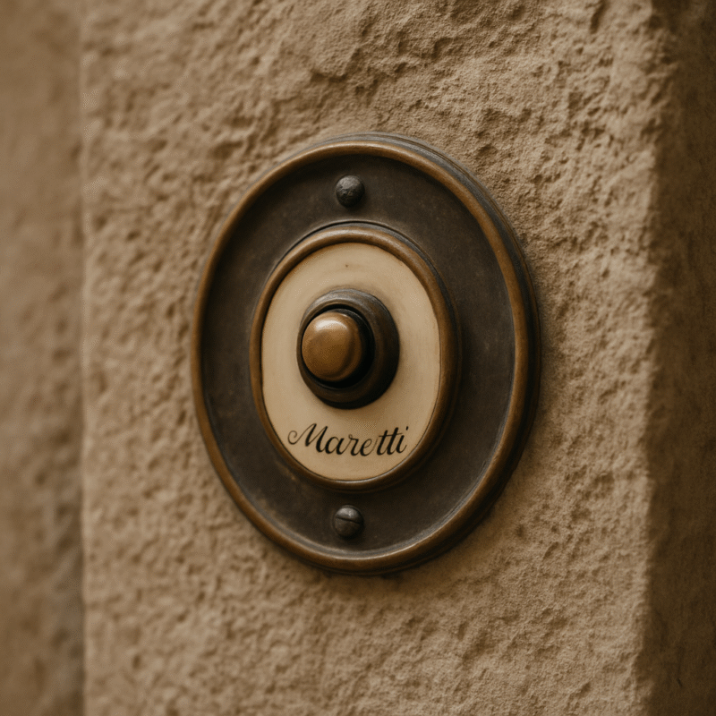 An old intercom panel outside a Eu ropean apartment, symbolizing quiet access and boundaries.